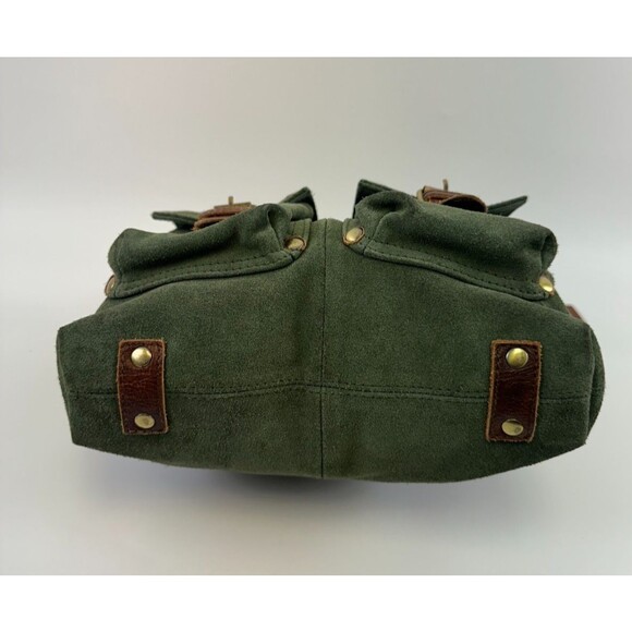 Mo And Co Bags Green Suede Crossbody Leather Messenger Purse Flap Pocket Quality - Picture 7 of 15